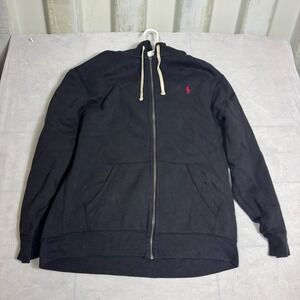 Polo Ralph Lauren Mens Sweatshirt Black Fleece Full Zip Hooded Pony Logo 2XL
